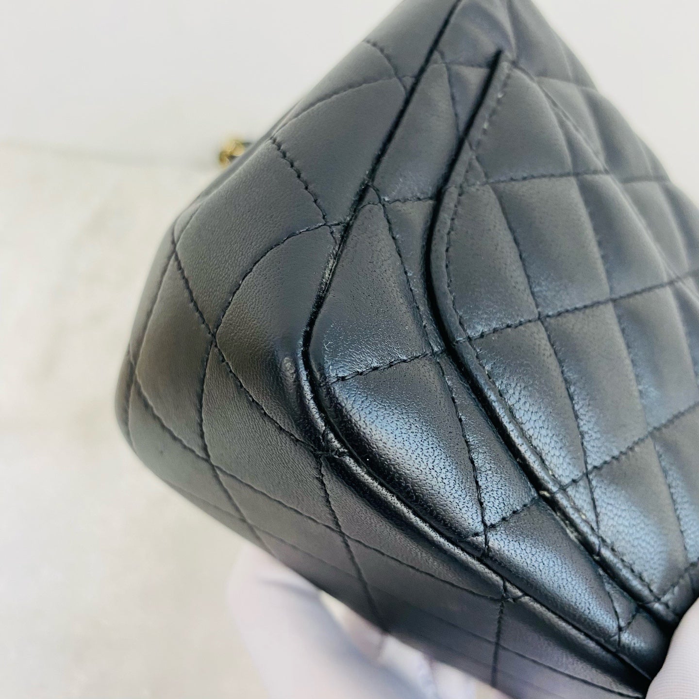 Chanel Classic Flap Handbag Black Caviar Leather Gold Hardware