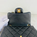 Chanel Classic Flap Handbag Black Caviar Leather Gold Hardware