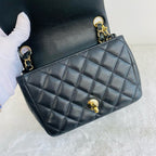 Chanel Classic Flap Handbag Black Caviar Leather Gold Hardware