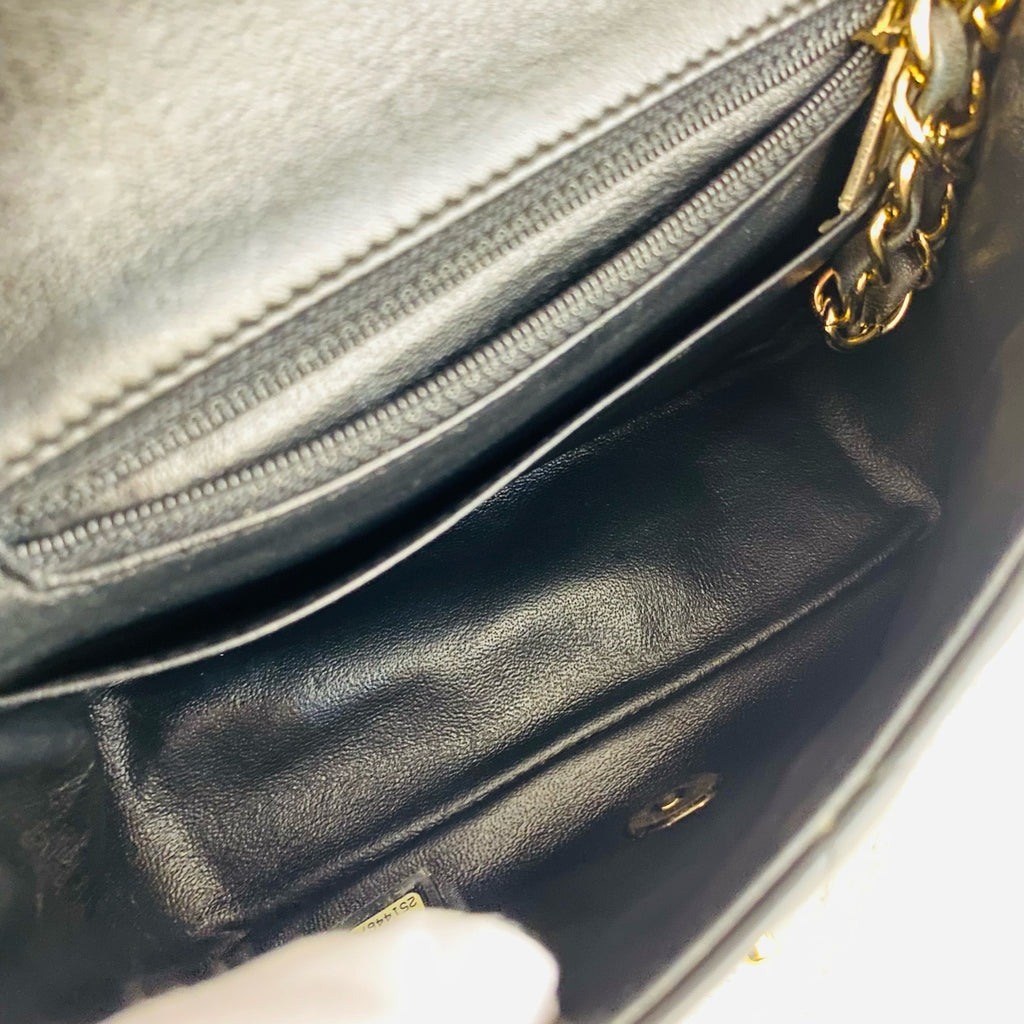 Chanel Classic Flap Handbag Black Caviar Leather Gold Hardware