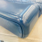 Chanel Gabrielle Hobo Handbag Navy Blue Quilted & Smooth Leather Gold & Silver Hardware