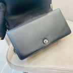 Chanel Boy Handbag Small Black Patent Quilted Leather Silver Hardware