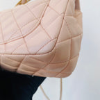 Chanel Top Handle Flap Handbag Blush Pink Quilted Leather Gold Hardware