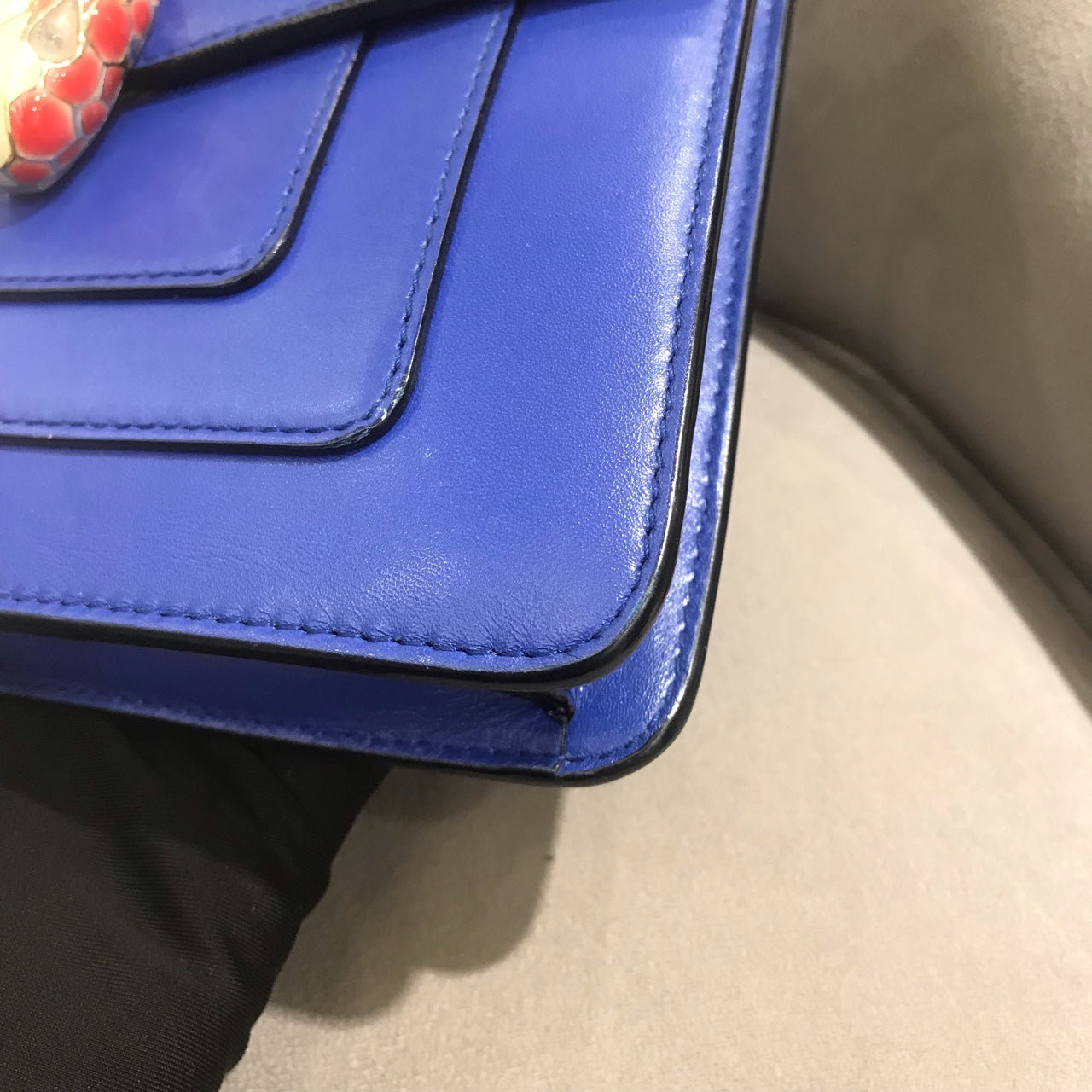 Bvlgari Serpenti Forever Shoulder Bag Royal Blue Leather Gold Hardware