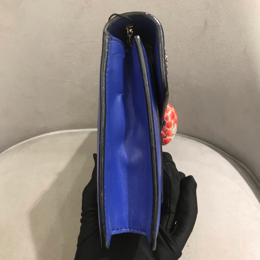 Bvlgari Serpenti Forever Shoulder Bag Royal Blue Leather Gold Hardware