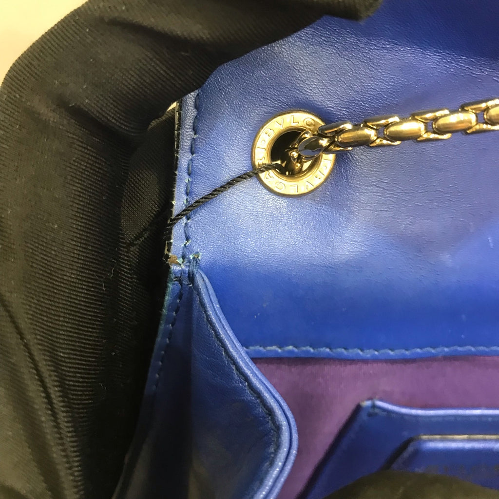 Bvlgari Serpenti Forever Shoulder Bag Royal Blue Leather Gold Hardware