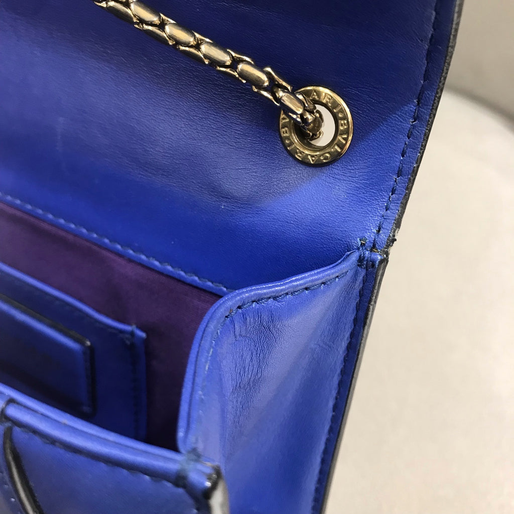 Bvlgari Serpenti Forever Shoulder Bag Royal Blue Leather Gold Hardware