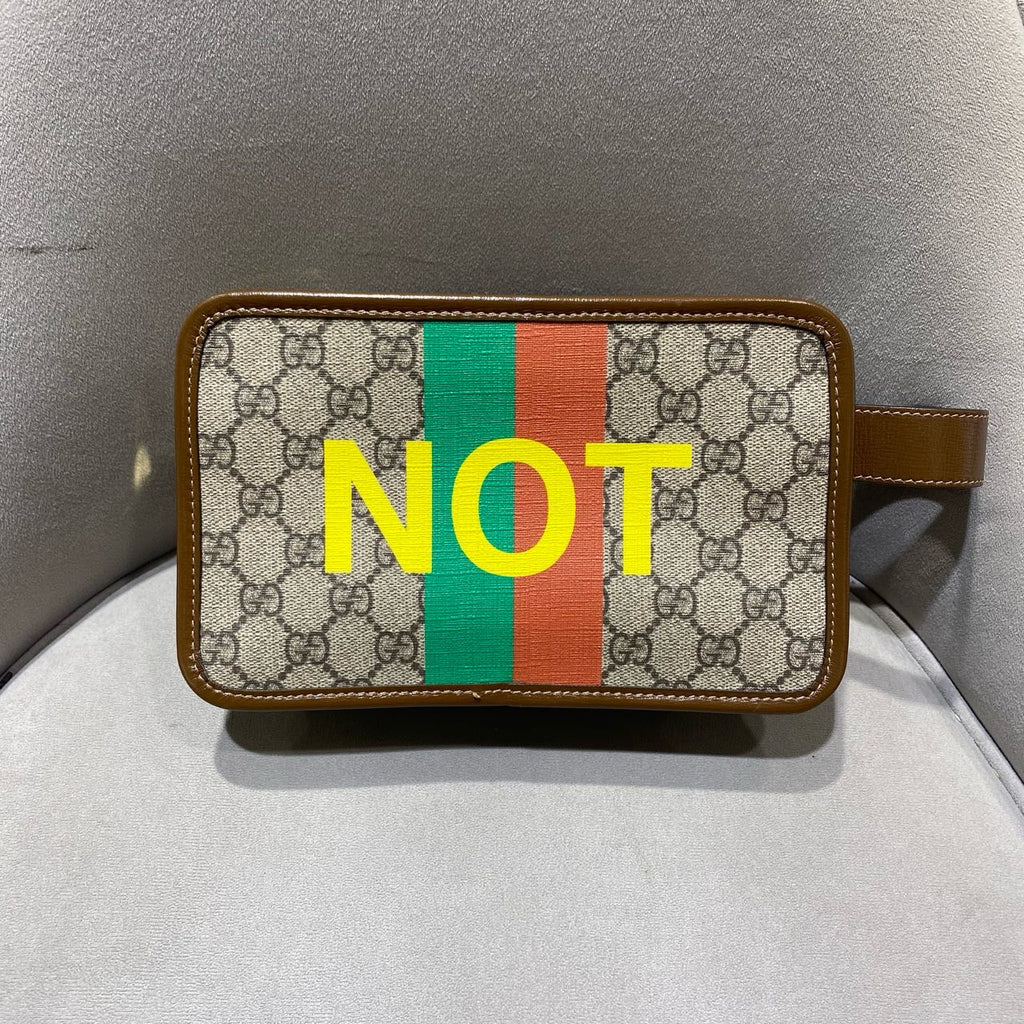 Gucci Clutch Bag Canvas Silver Hardware