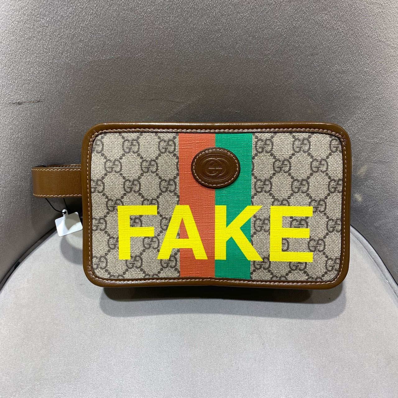 Gucci Clutch Bag Canvas Silver Hardware