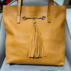 Gucci GG Canvas Tassel Bucket Bag Beige Gold Hardware