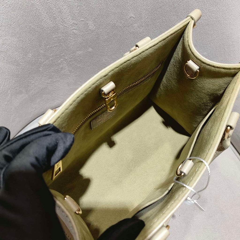 Louis Vuitton Monogram Empreinte Onthego PM Tote Bag Avocado Green Gold Hardware