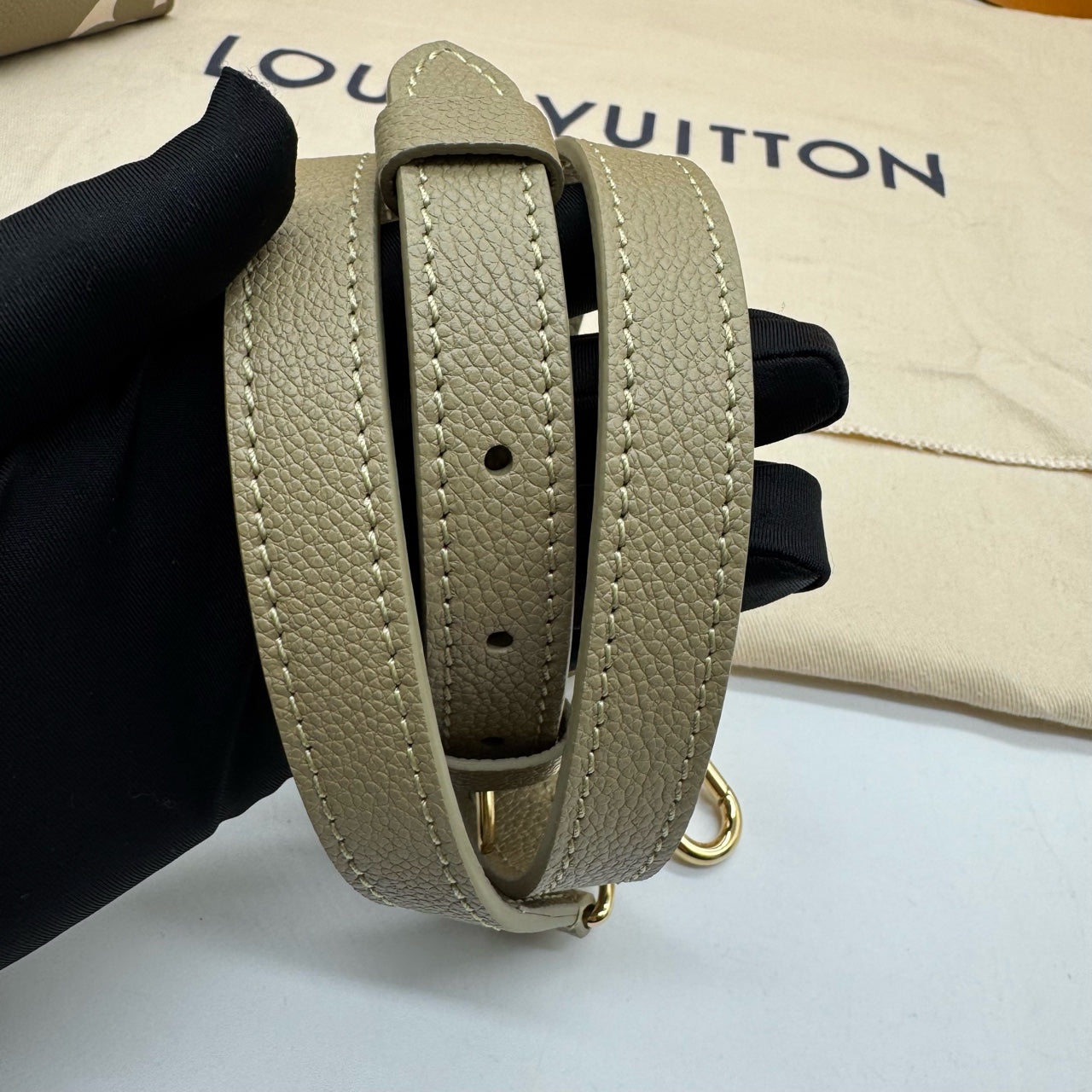 Louis Vuitton Monogram Empreinte Onthego PM Tote Bag Avocado Green Gold Hardware