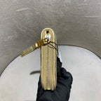 Miu Miu Matelassé Zip-Around Wallet Metallic Champagne Gold Leather Gold Hardware