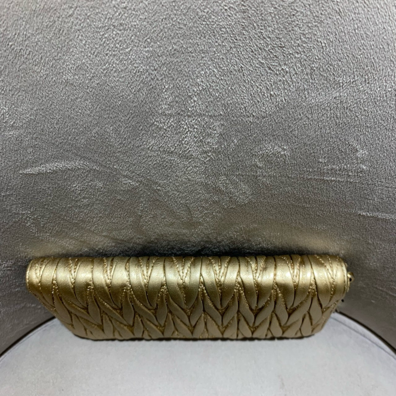 Miu Miu Matelassé Zip-Around Wallet Metallic Champagne Gold Leather Gold Hardware