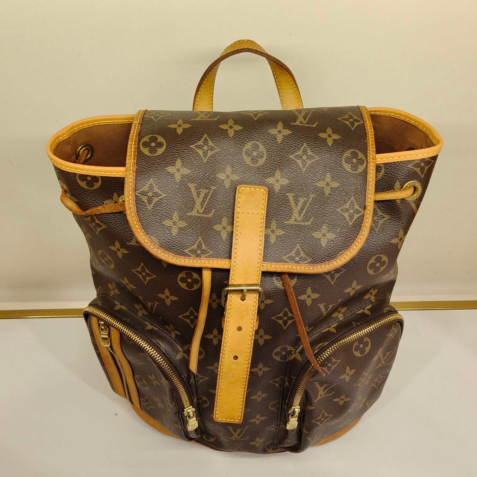 Louis Vuitton Monogram Bosphore Backpack Brown Gold Hardware