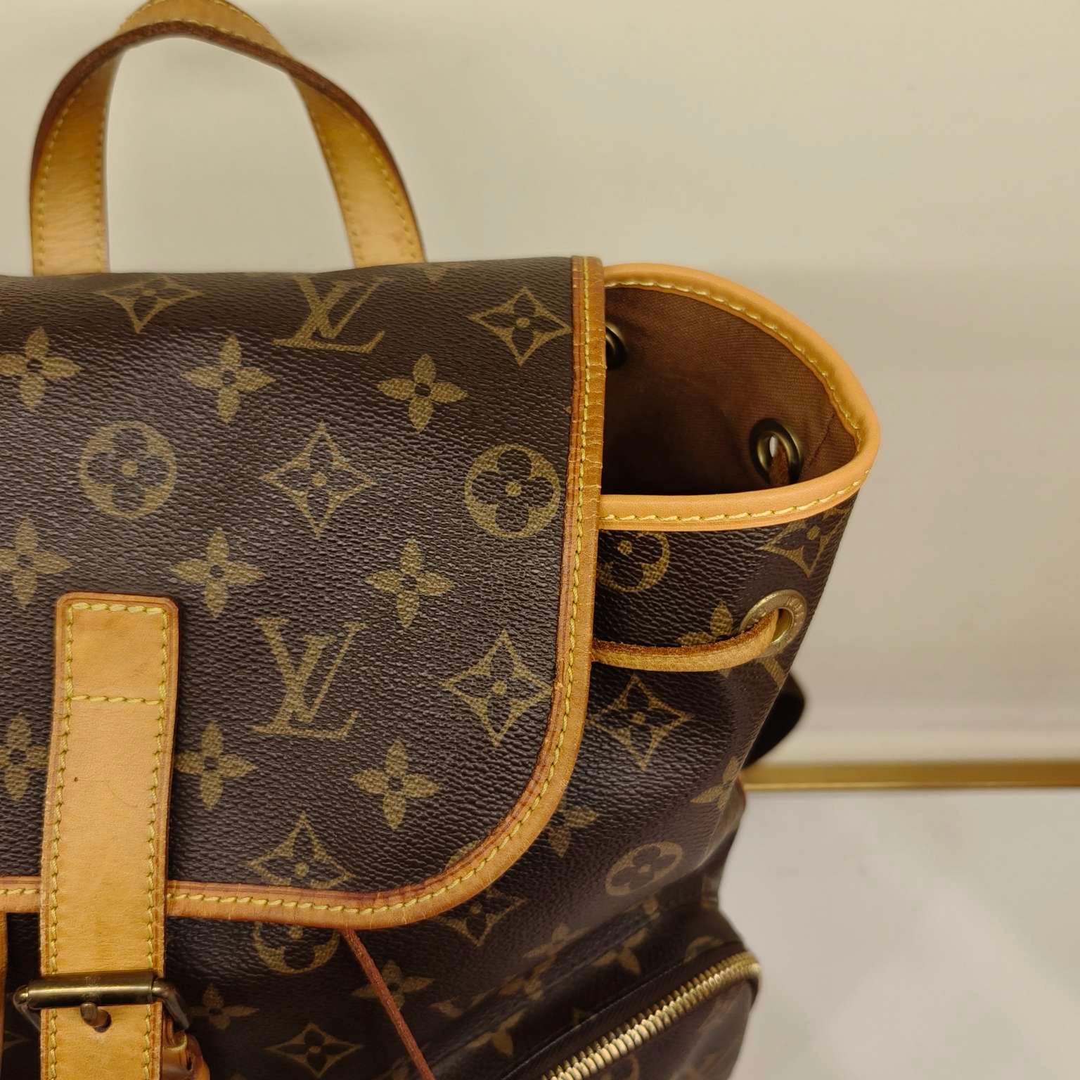 Louis Vuitton Monogram Bosphore Backpack Brown Gold Hardware