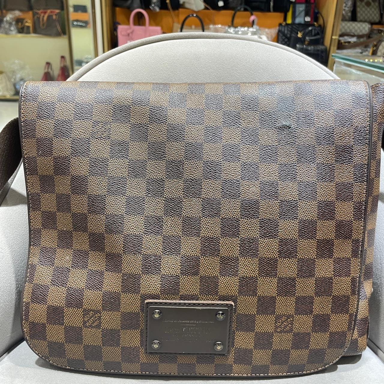 Louis Vuitton Damier Ebene District PM Messenger Bag Brown Silver Hardware