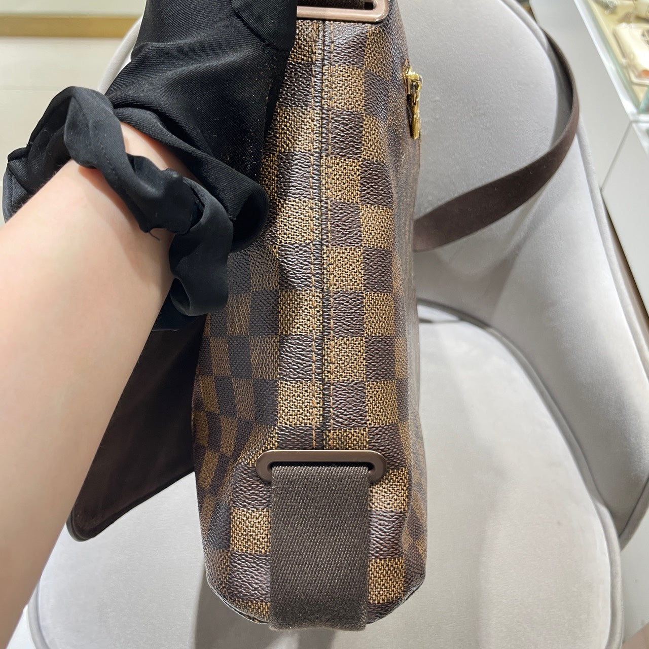 Louis Vuitton Damier Ebene District PM Messenger Bag Brown Silver Hardware