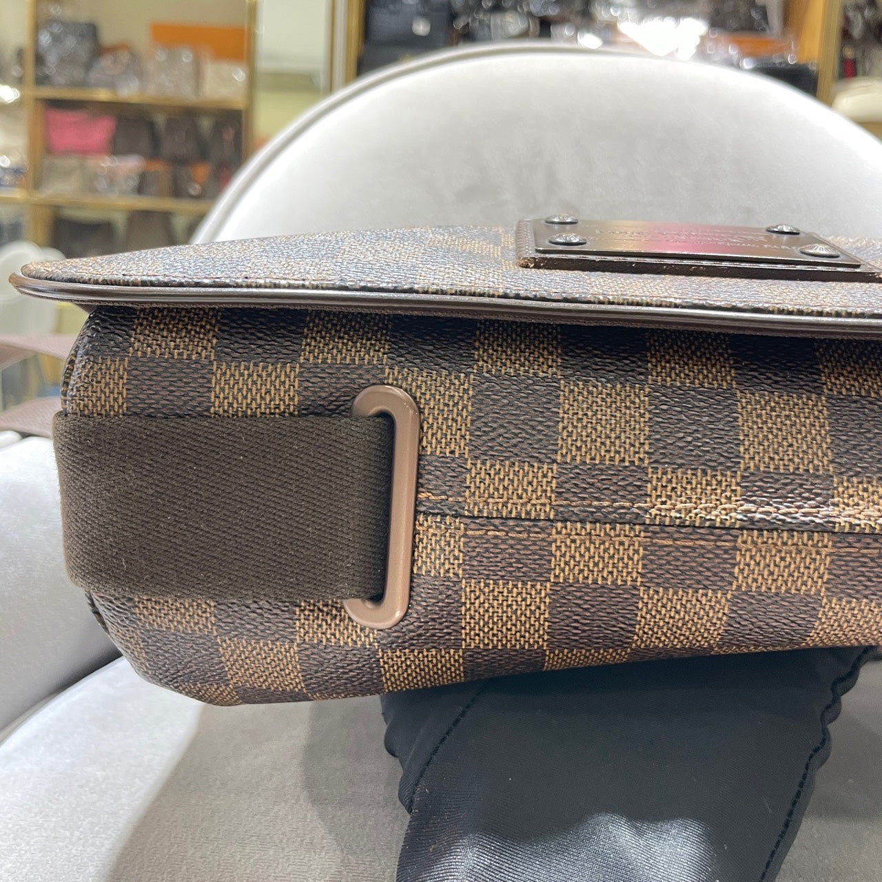 Louis Vuitton Damier Ebene District PM Messenger Bag Brown Silver Hardware