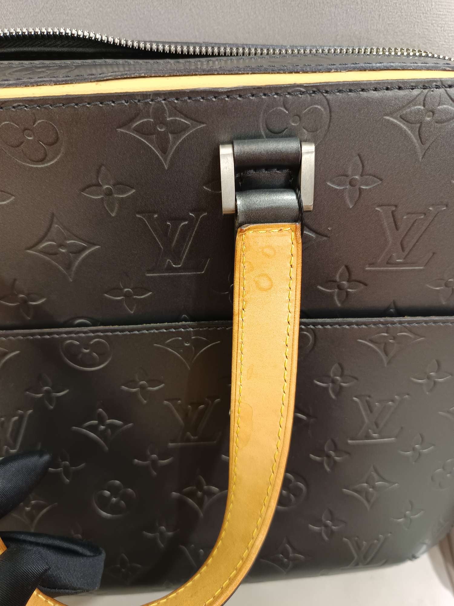 Louis Vuitton Monogram Mat Briefcase Space Gray Silver Hardware