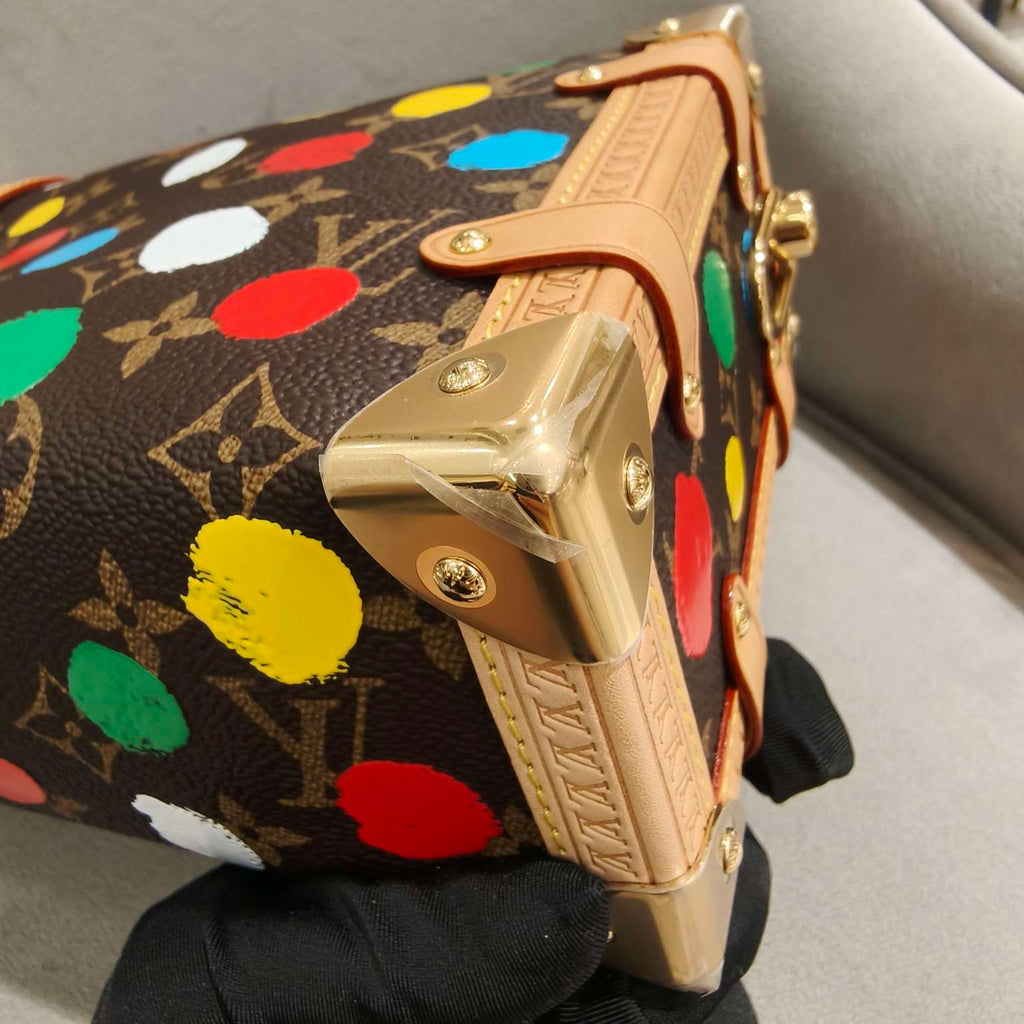 Louis Vuitton Lv X Yk Side Trunk Bag Monogram Canvas Polka Dot Silver Hardware