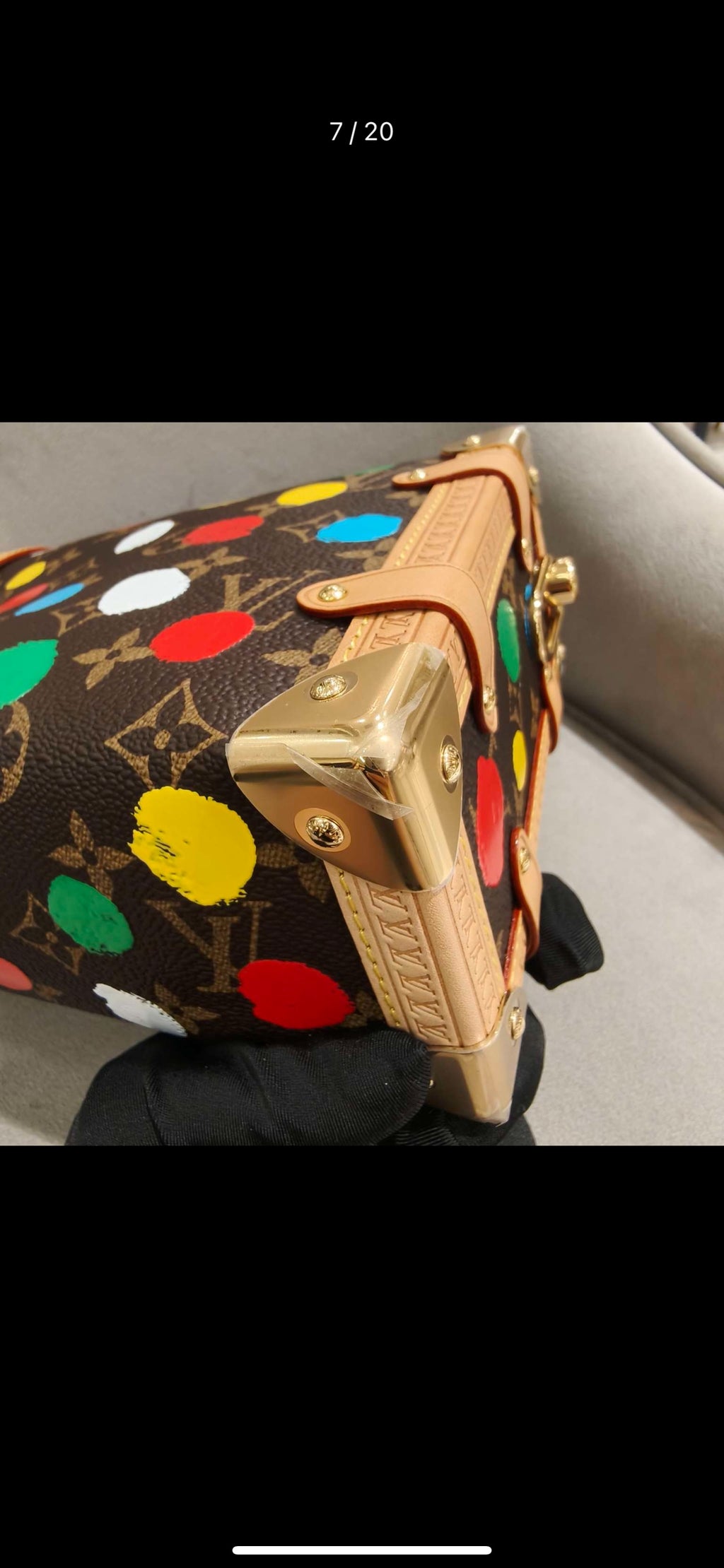 Louis Vuitton Lv X Yk Side Trunk Bag Monogram Canvas Polka Dot Silver Hardware