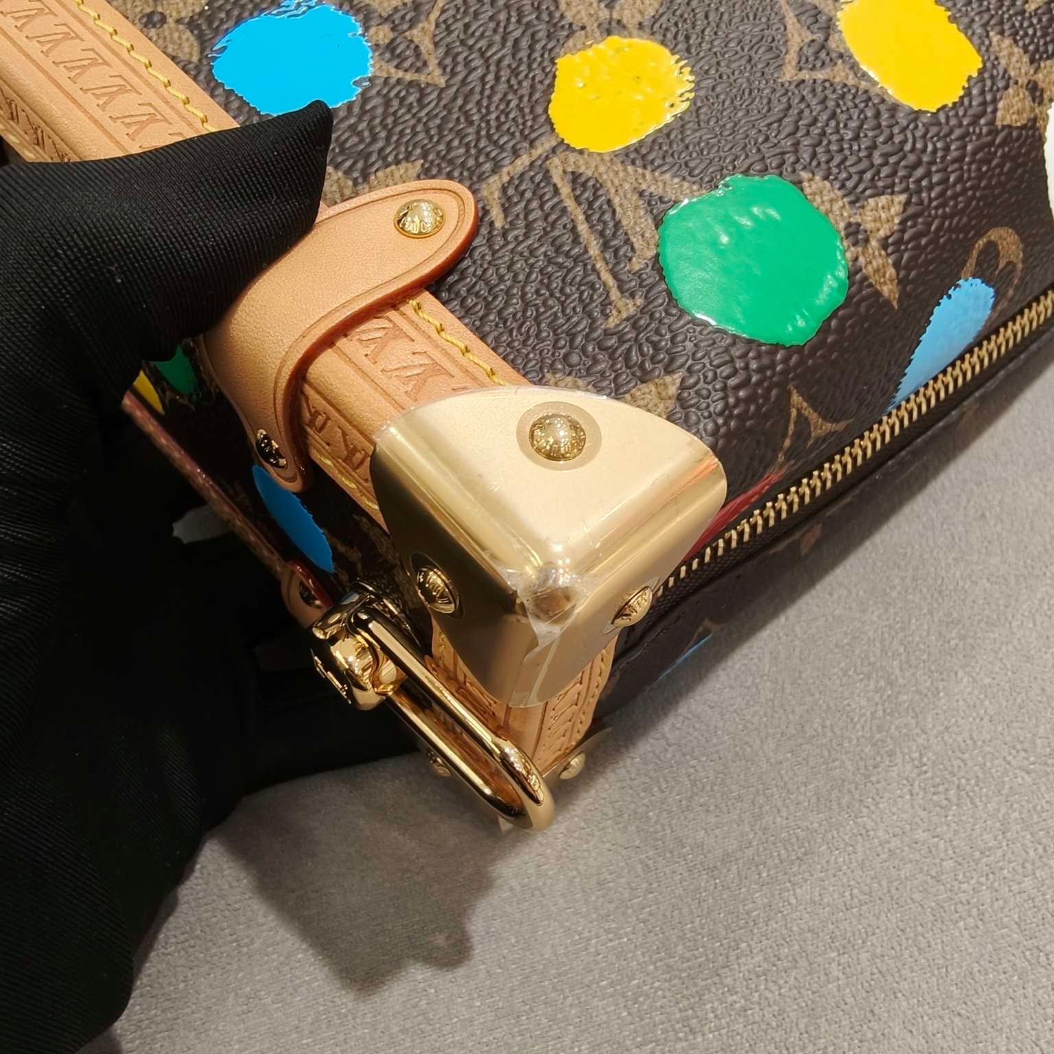 Louis Vuitton Lv X Yk Side Trunk Bag Monogram Canvas Polka Dot Silver Hardware