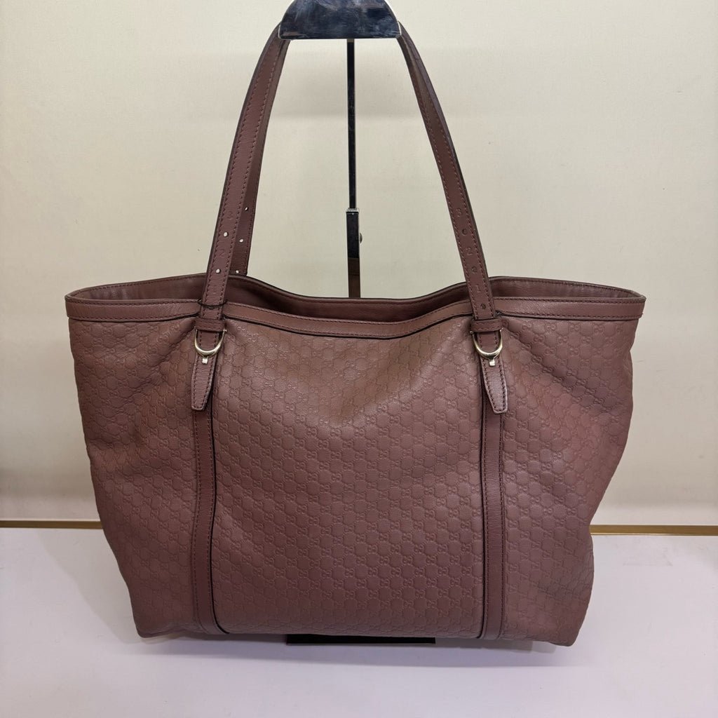 Gucci Microguccissima Tote Bag Brown Leather Gold Hardware