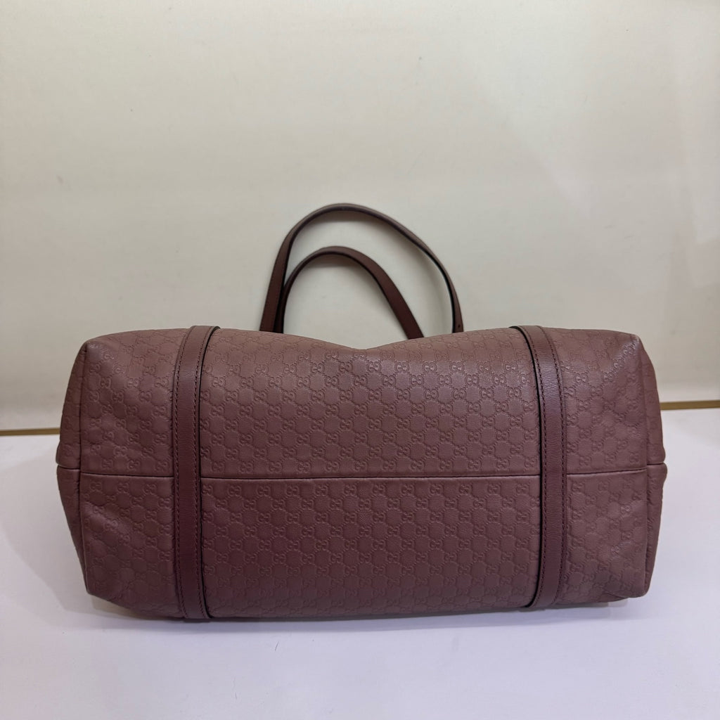 Gucci Microguccissima Tote Bag Brown Leather Gold Hardware