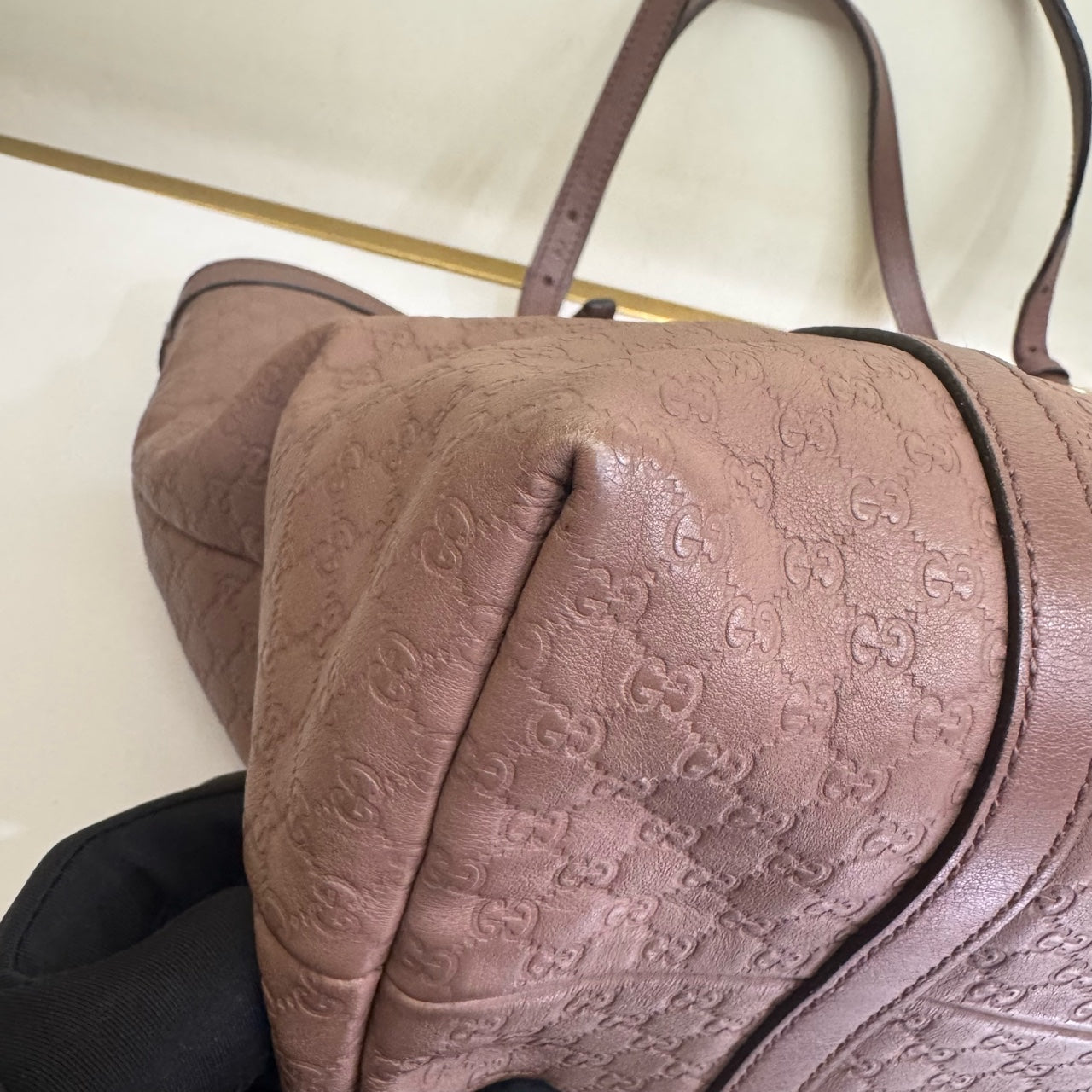 Gucci Microguccissima Tote Bag Brown Leather Gold Hardware