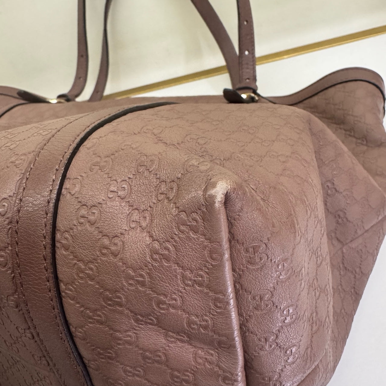 Gucci Microguccissima Tote Bag Brown Leather Gold Hardware