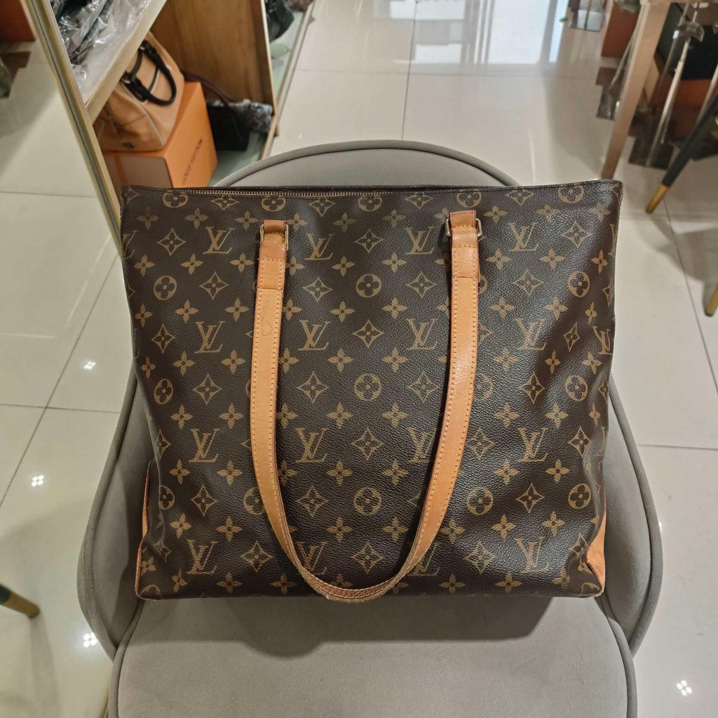 Louis Vuitton Damier Ebene Cabas Piano Tote Bag Brown Gold Hardware