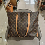 Louis Vuitton Damier Ebene Cabas Piano Tote Bag Brown Gold Hardware