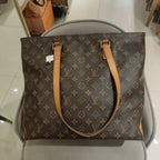 Louis Vuitton Damier Ebene Cabas Piano Tote Bag Brown Gold Hardware
