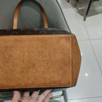 Louis Vuitton Damier Ebene Cabas Piano Tote Bag Brown Gold Hardware