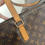Louis Vuitton Damier Ebene Cabas Piano Tote Bag Brown Gold Hardware
