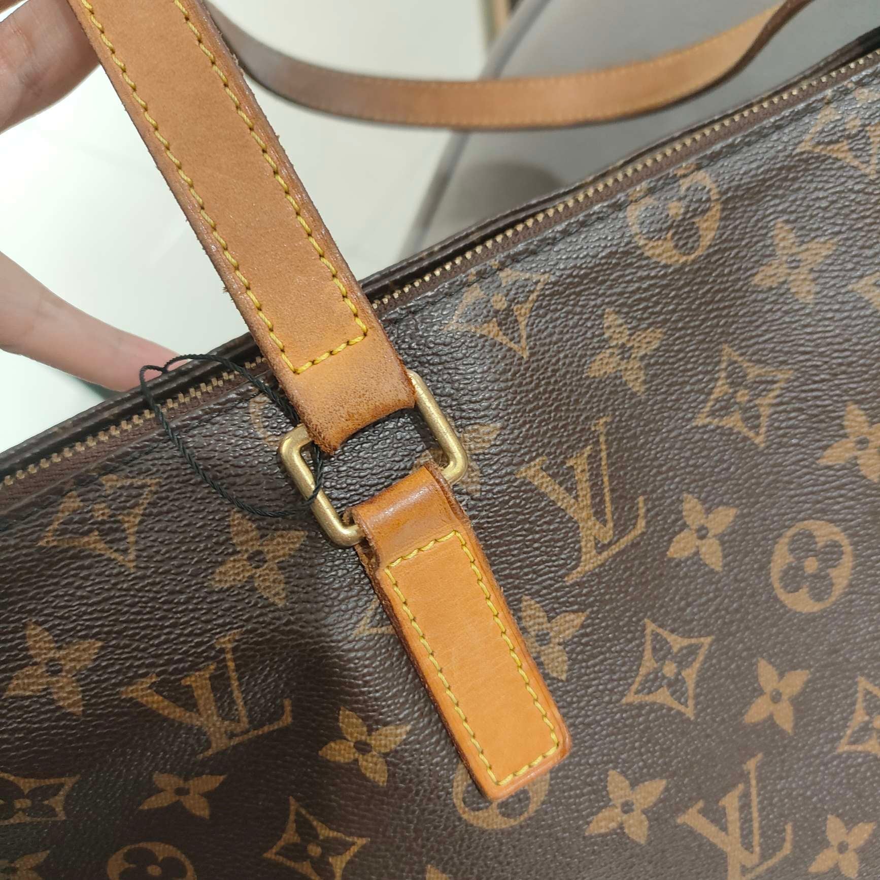 Louis Vuitton Damier Ebene Cabas Piano Tote Bag Brown Gold Hardware