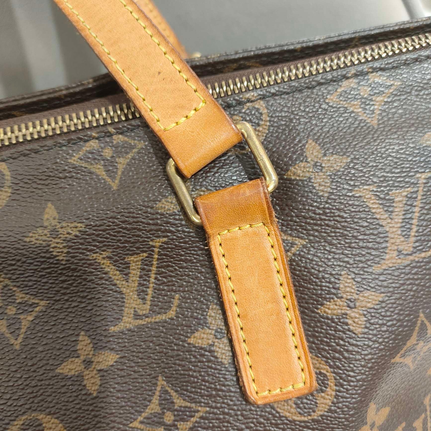 Louis Vuitton Damier Ebene Cabas Piano Tote Bag Brown Gold Hardware