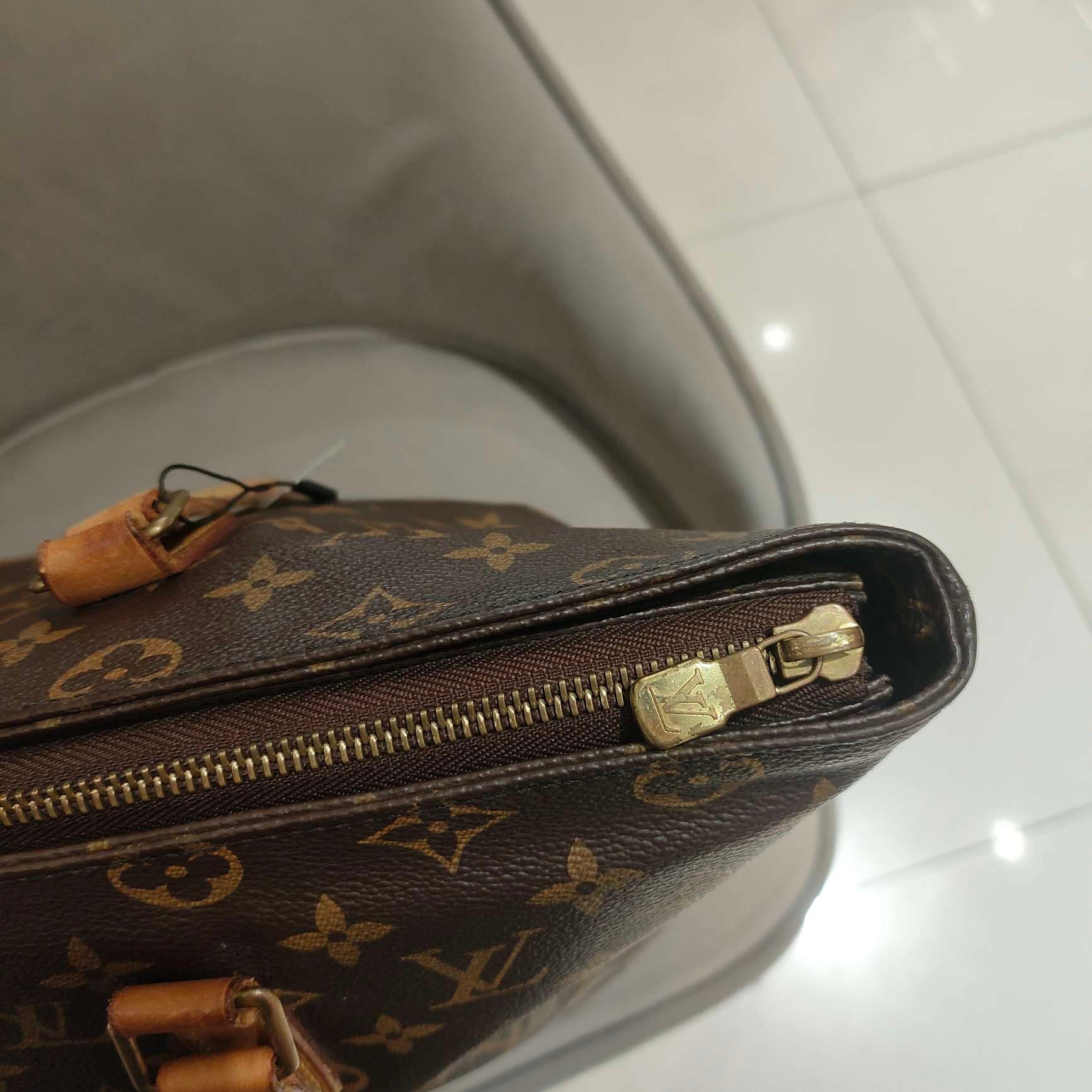 Louis Vuitton Damier Ebene Cabas Piano Tote Bag Brown Gold Hardware