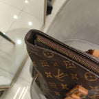 Louis Vuitton Damier Ebene Cabas Piano Tote Bag Brown Gold Hardware
