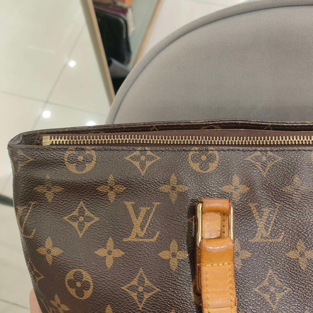 Louis Vuitton Damier Ebene Cabas Piano Tote Bag Brown Gold Hardware