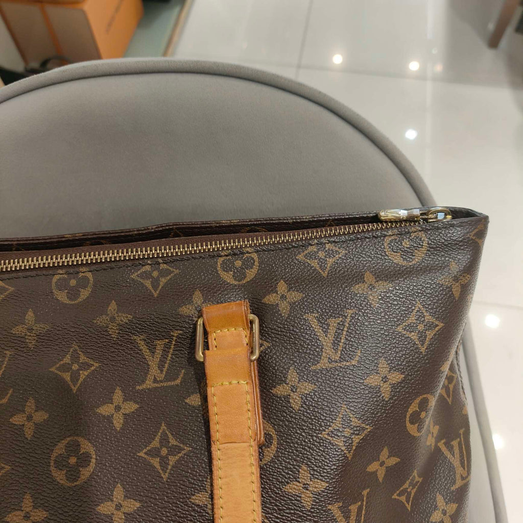 Louis Vuitton Damier Ebene Cabas Piano Tote Bag Brown Gold Hardware