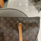 Louis Vuitton Damier Ebene Cabas Piano Tote Bag Brown Gold Hardware