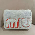 Miu Miu Plush Large Logo Chain Bag Blue Silver Hardware