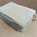 Miu Miu Plush Large Logo Chain Bag Blue Silver Hardware