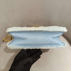 Miu Miu Plush Large Logo Chain Bag Blue Silver Hardware