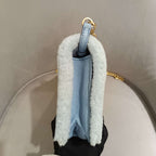 Miu Miu Plush Large Logo Chain Bag Blue Silver Hardware