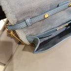 Miu Miu Plush Large Logo Chain Bag Blue Silver Hardware