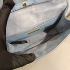 Miu Miu Plush Large Logo Chain Bag Blue Silver Hardware