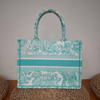 Dior Book Tote Medium Animal Collection Tiger Mint Green Silver Hardware